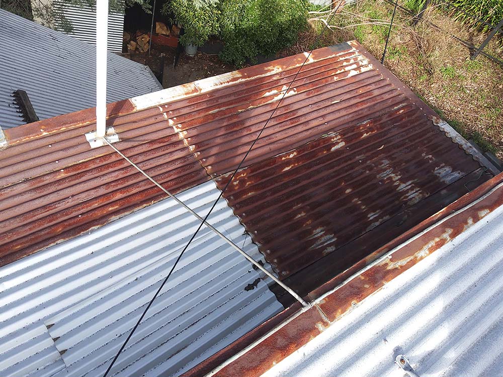 rusted metal roof in Adelaide house
